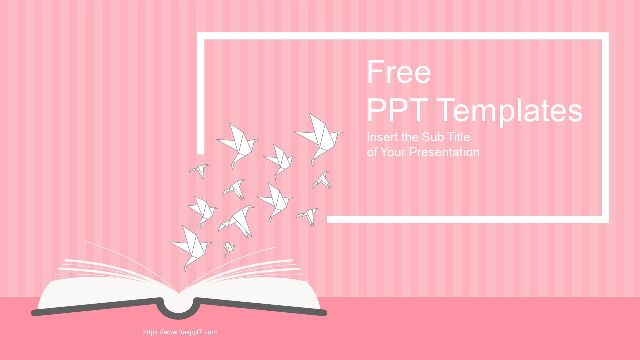 Opened Book and Flying Paper Cranes PowerPoint Templates