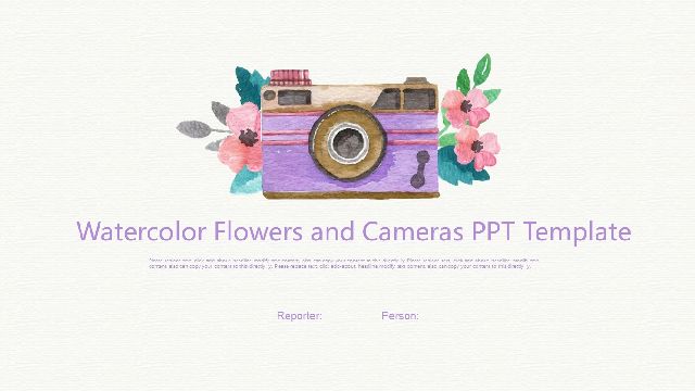 <b>Watercolor Flowers and Camera PowerPoint Template</b>