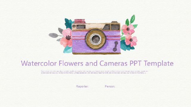 Watercolor Flowers and Camera PowerPoint Template