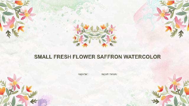 Small fresh flower saffron watercolor PowerPoint template