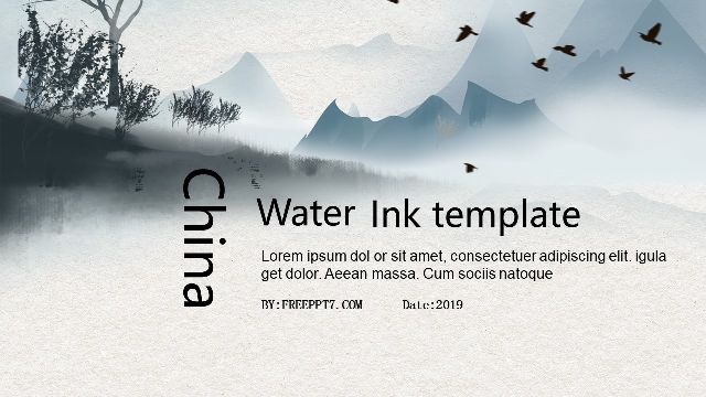 Chinese water ink PowerPoint template for Working report
