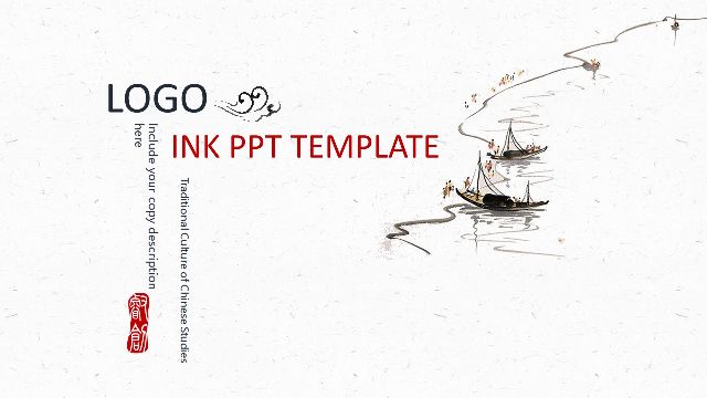 <b>Boat and river ink Chinese style PowerPoint Templates</b>
