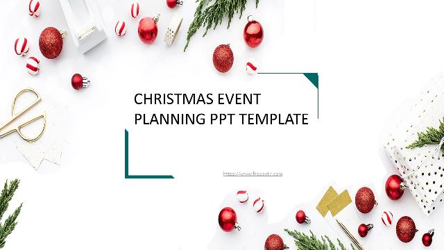 <b>Simple and small fresh Christmas event planning PPT template</b>
