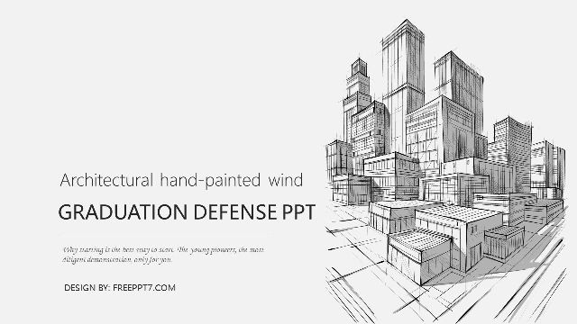 <b>Hand-painted building style graduation reply PPT template</b>