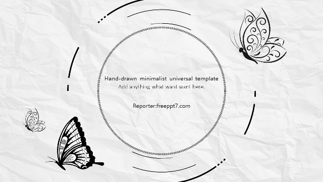 Hand drawn butterfly paper background PowerPoint Template