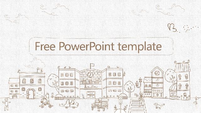 Hand drawn cartoon buildings PowerPoint Templates