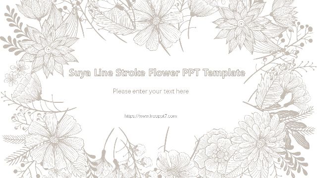 Simple and elegant line drawing flower PPT templates