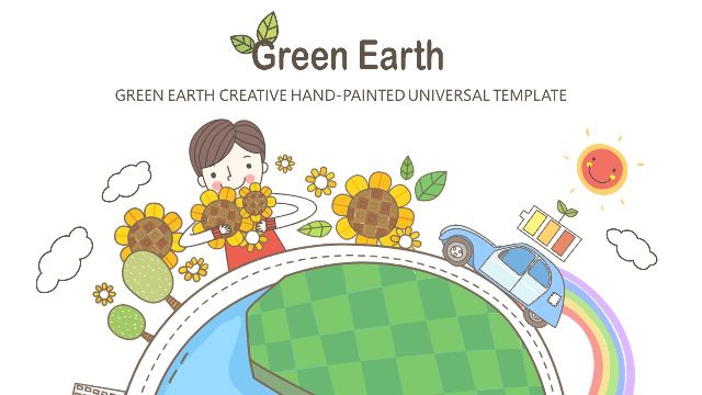 Green Earth Cartoon PowerPoint Te