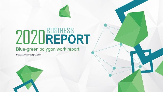 <b>Blue green polygon work report ppt template</b>