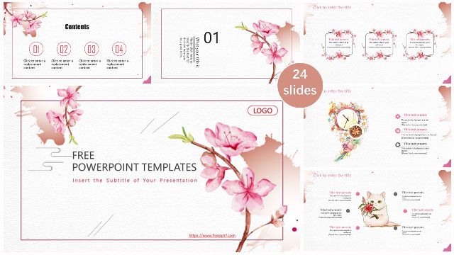 <b>Watercolor peach blossom PowerPoint templates</b>