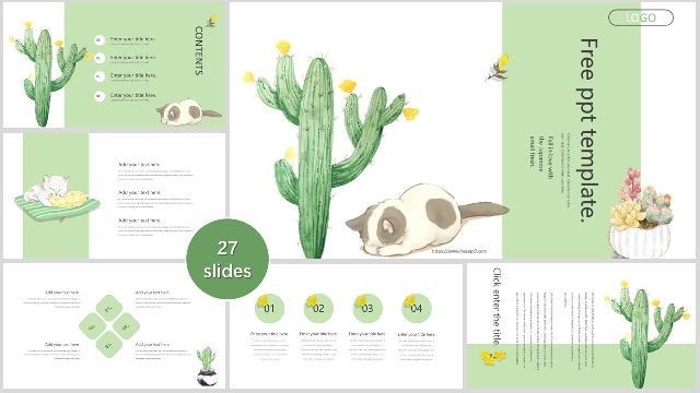 Watercolor cactus PowerPoint templates