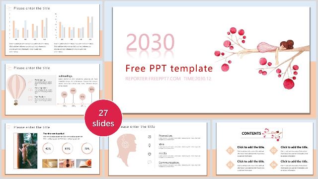 Girl on tree PowerPoint Templates