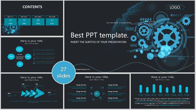 Blue Gear PowerPoint Templates