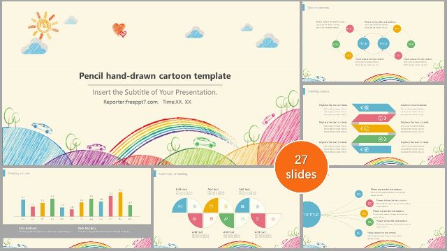 <b>Pencil hand drawn cartoon PPT templates</b>