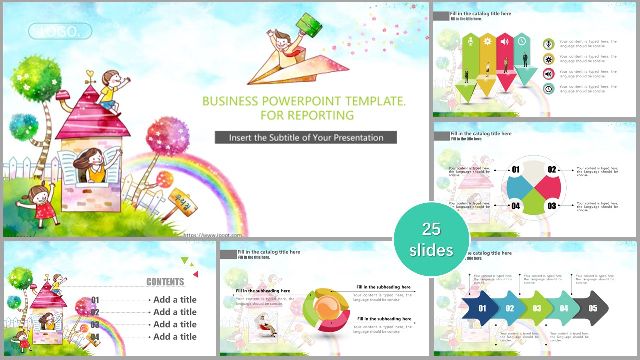 Cartoon Business Report PowerPoint Templates