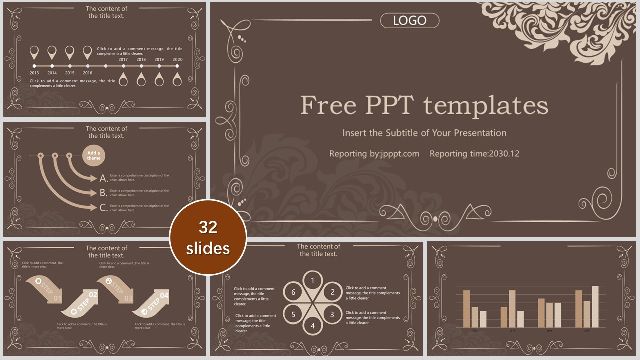 <b>Brown classical pattern PowerPoint Templates</b>