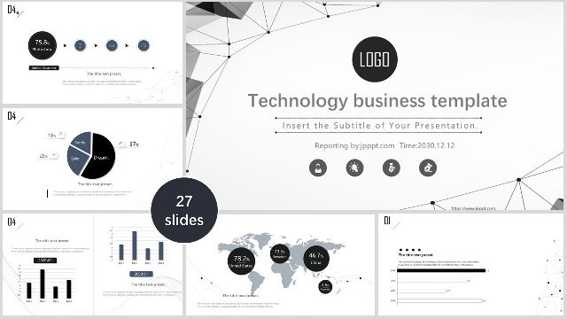 Dot line technology style PowerPoint templates