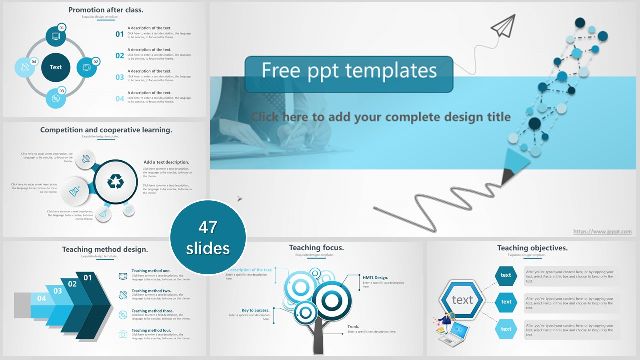 Blue Pencil Pattern PowerPoint Templates