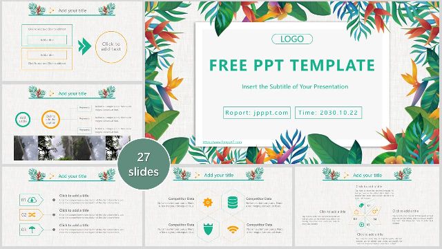 Colored leaves PowerPoint templates