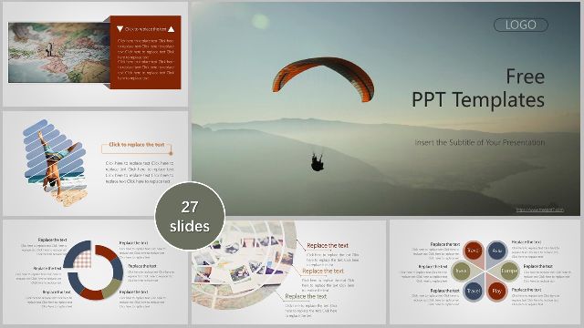 Magazine style travel album PPT templates