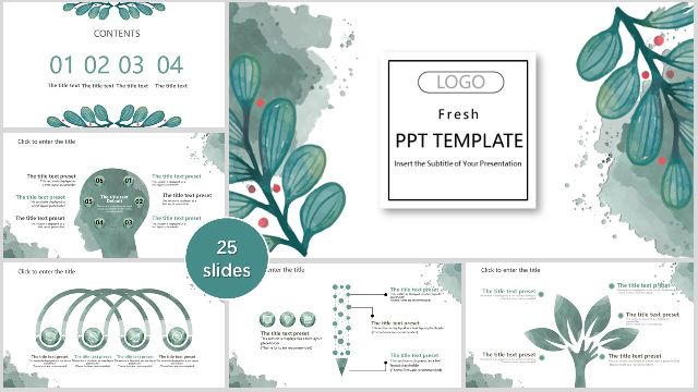 <b>Watercolor plant leaves PowerPoint Templates</b>