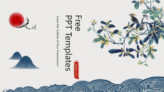 Chinese style flower and bird PPT templates