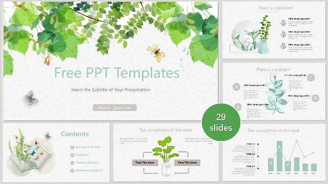 Fresh plant leaves PowerPoint Tem