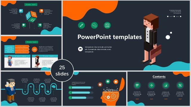 Color 2.5D Business PowerPoint Te