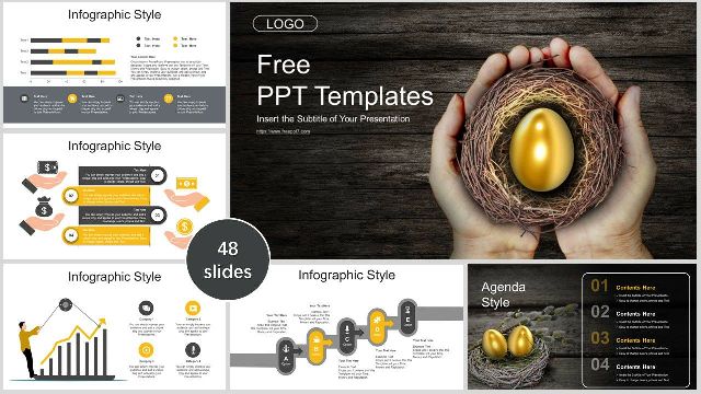 <b>Golden Egg Small Nest PowerPoint Templates</b>