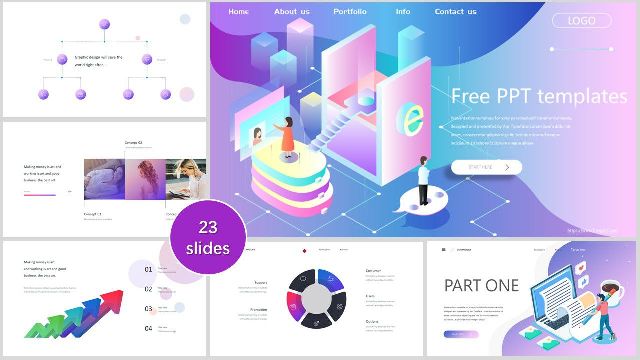 Color vector 3D business PowerPoint templates