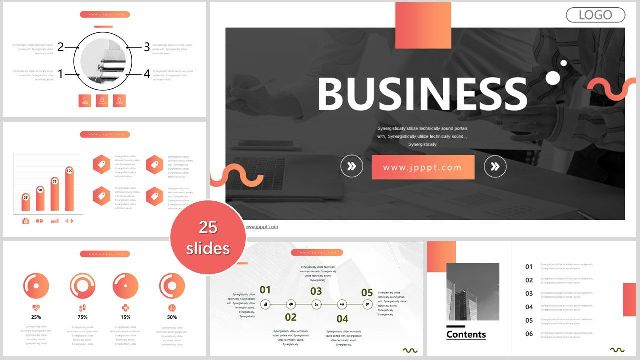 Orange black business office PowerPoint Templates