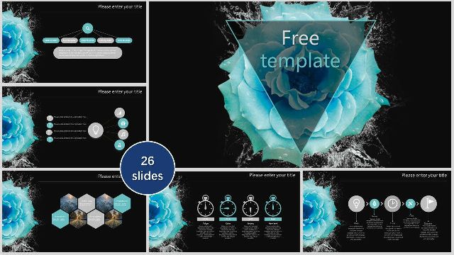 Blue flowers business PowerPoint Templates