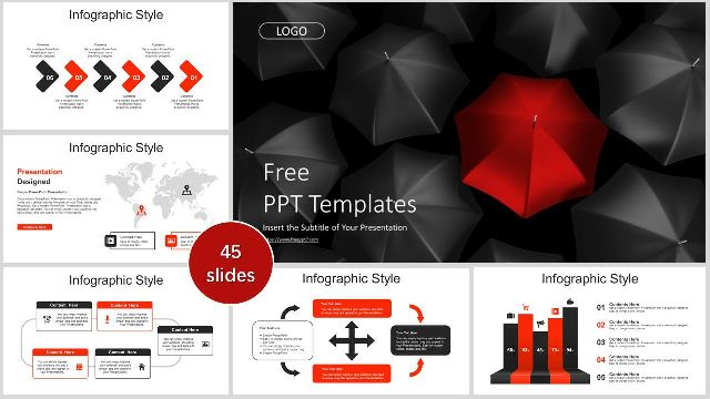 <b>Black and Red Umbrella PowerPoint Templates</b>