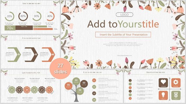 Elegant and beautiful flowers PowerPoint Templates
