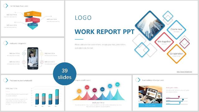 <b>Concise color work report PowerPoint templates</b>