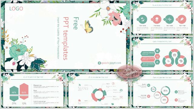 Korean flower background PowerPoint templates