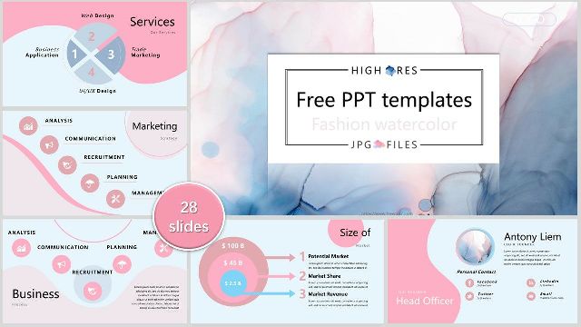 <b>Elegant watercolor business PowerPoint templates</b>