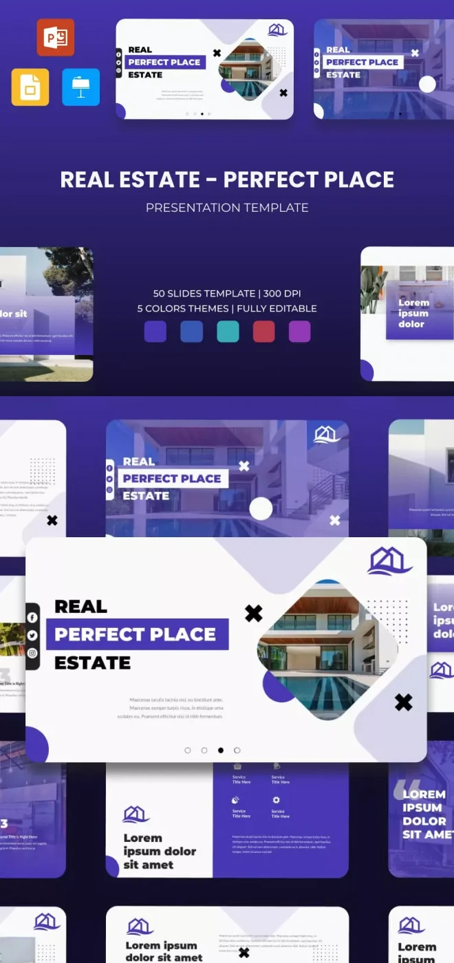 3 - Perfect Place Real Estate Presentation Template_ 50 Slides PPTX, KEY, Google Slides