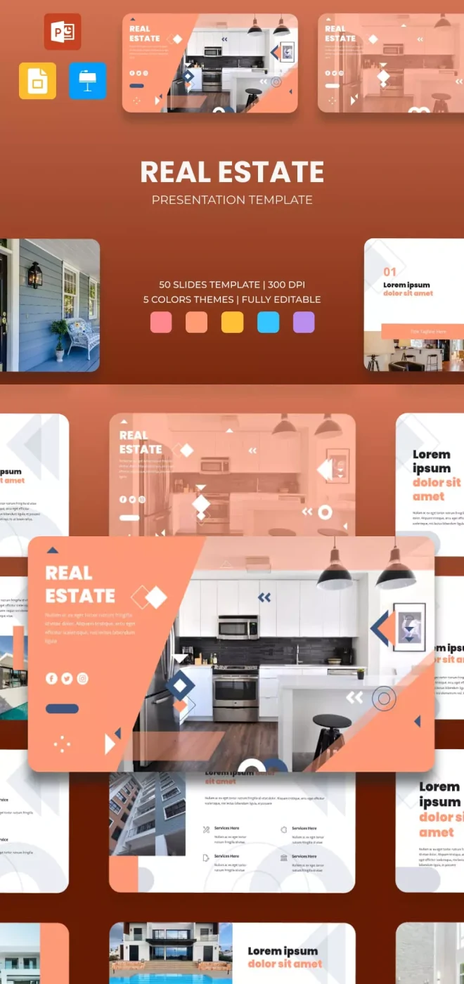 4 - Real Estate Presentation Template_ 50 Slides PPTX, KEY, Google Slides