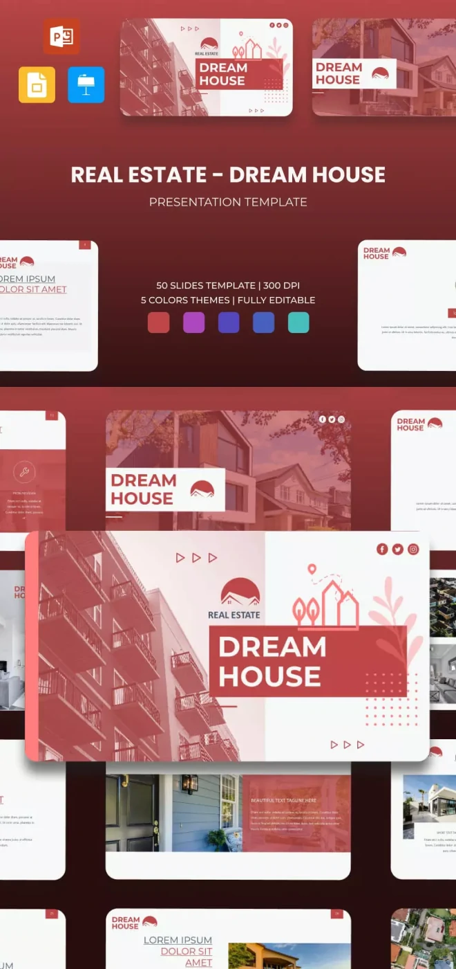 6 - Dream House Presentation Template_ 50 Slides PPTX, KEY, Google Slides