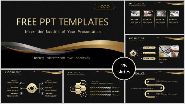 <b>Black Gold Business Report PPT Templates</b>