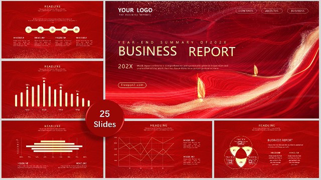 Good！Red Business Report PowerPoint Templates！