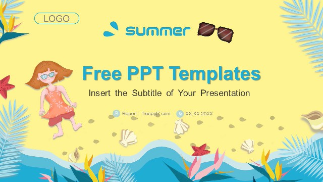 Beautiful! Blue Summer Themed PowerPoint Templates